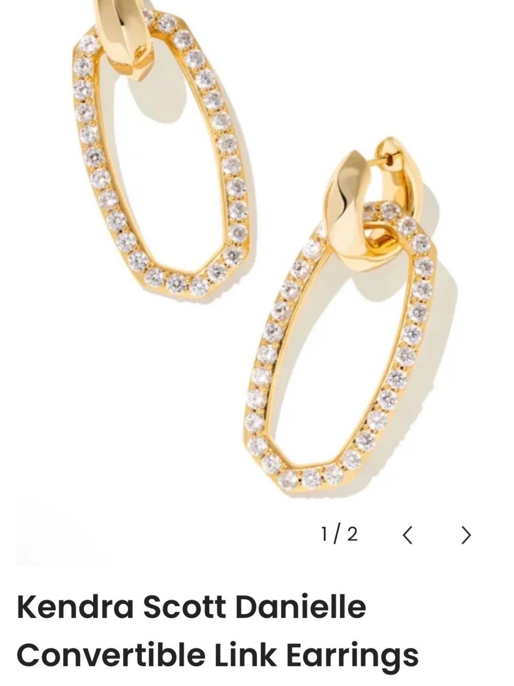Kendra Scott Convertible Gold Oval Link Earrings with Clear Stones. Stunning.